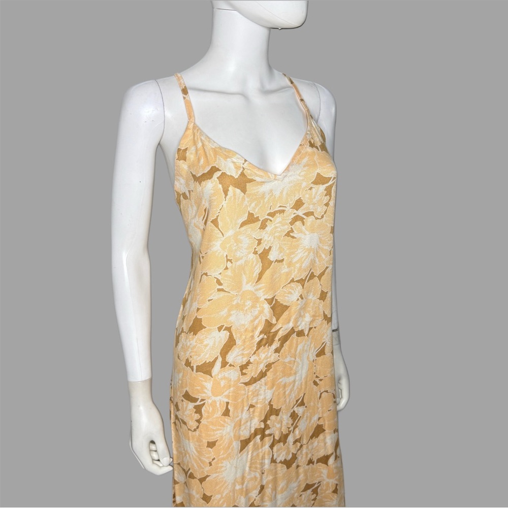 Hurley Caramel Cream Floral Midi Slip Dress - Picture 2 of 5